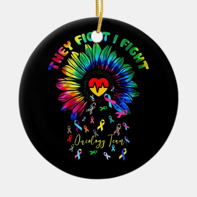 De kämpar mot att jag ska bekämpa solrosolonkolog julgransprydnad keramik (Framsidan)