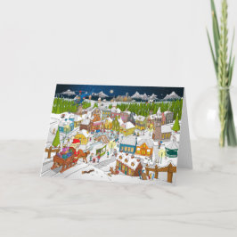 De kerstman ariveert in het kerstdorp tack kort