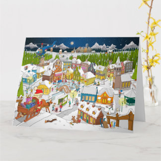 De kerstman arriveert in het dorp kort