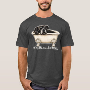 De kommer aldrig att leta här Svart Pitbull Hund B T Shirt