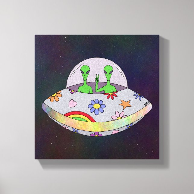 De kommer i fred UFO Canvastryck (Framsida)