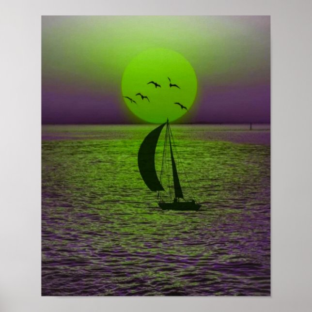 de la puesta de sol con el mar poster (Framsidan)