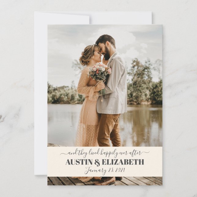 De levde lyckligt för alltid efter bröllop tack inbjudningar (Framsida)