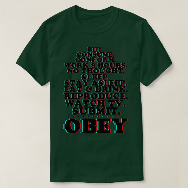 De leve kommandon OBEY 3D Pixel T Shirt (Design framsida)