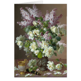 De Longpré Ro och Lilacs CC0605-blomskort Hälsningskort
