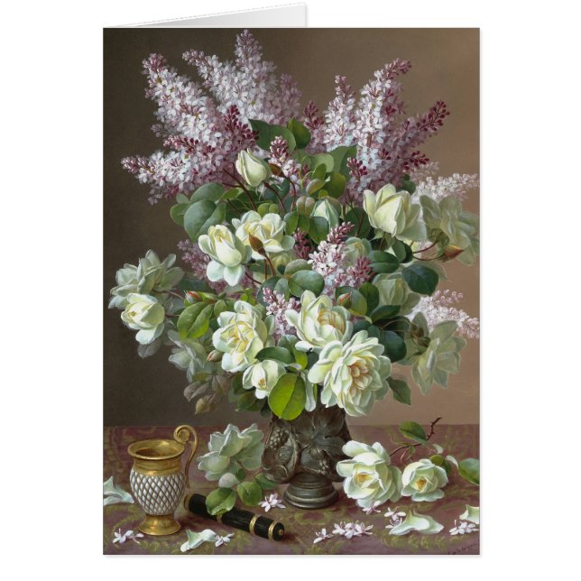 De Longpré Ro och Lilacs CC0605-blomskort Hälsningskort (Framsidan)