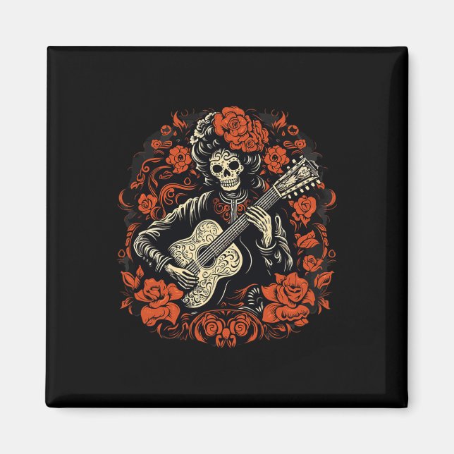 De Los Muertos Day of the dead Halloween Skeleton Magnet (Framsidan)