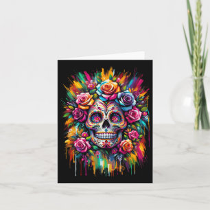 De Los Muertos Day of the dead Sugar Skull Hallowe Kort