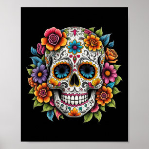 De Los Muertos Day of the dead Sugar Skull Hallowe Poster