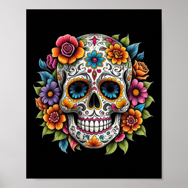 De Los Muertos Day of the dead Sugar Skull Hallowe Poster (Framsidan)