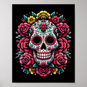 De Los Muertos Day of the dead Sugar Skull Hallowe Poster