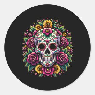 De Los Muertos Day of the dead Sugar Skull Hallowe Runt Klistermärke