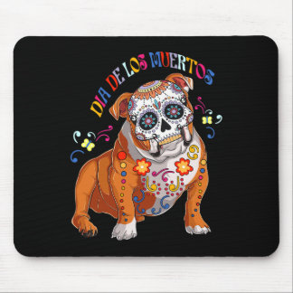 De Los Muertos English Bulldog Blommigt Skull Ansi Musmatta