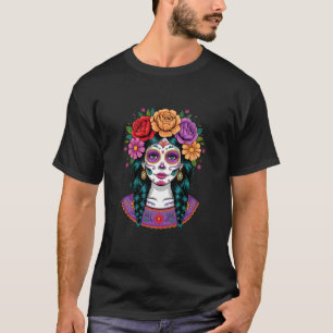 De Los Muertos La Catrina Dag för de döda kvinnor T Shirt