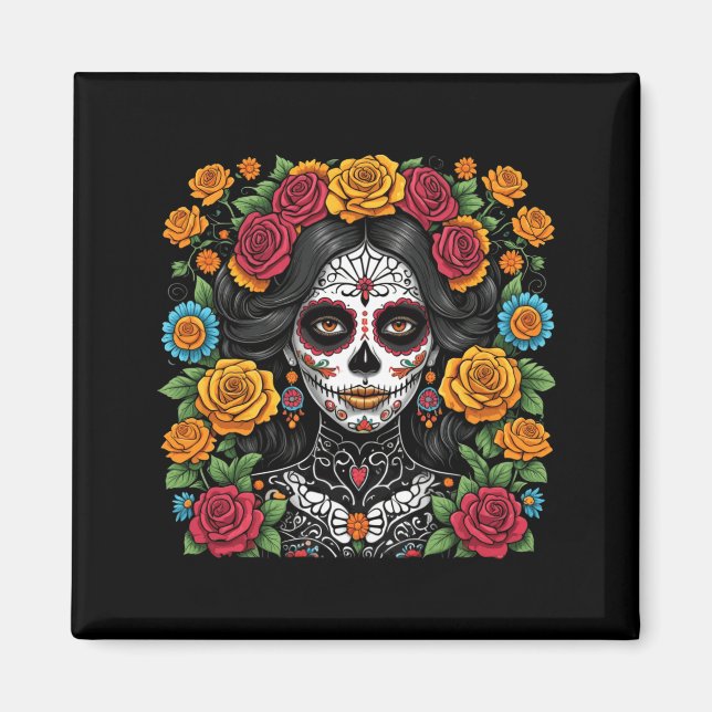 De Los Muertos La Catrina Dag för regeringen Magnet (Framsidan)