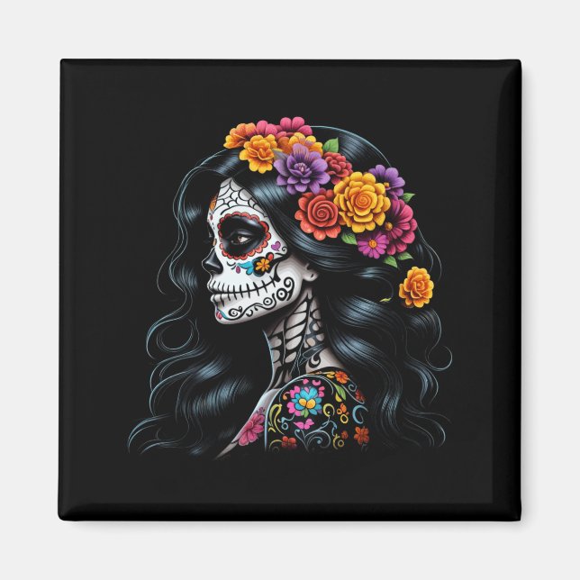 De Los Muertos La Catrina Dag för regeringen Magnet (Framsidan)