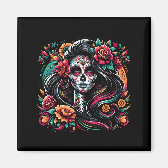 De Los Muertos La Catrina Dag För Regeringen Magnet (Framsidan)