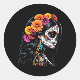 De Los Muertos La Catrina Dag för regeringen Runt Klistermärke