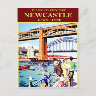 De mäktiga broarna i Newcastle, Upon-Tyne, vintage Vykort