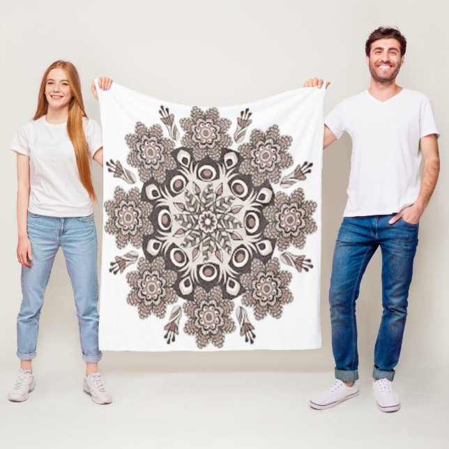  de mandala color marrón fleecefilt (På plats)