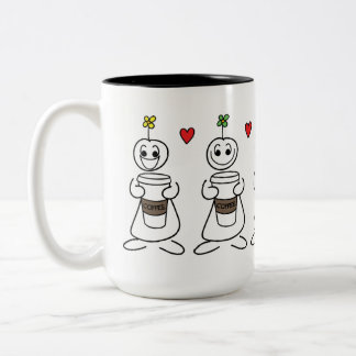 De många ansiktena av kaffe Två-Tonad mugg