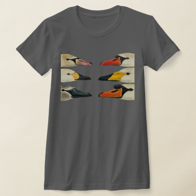 De många fågelborna Ansikte i Svan T Shirt (Laydown)