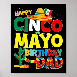 De Mayo Birthday till Pappa Grattis på födelsedage Poster