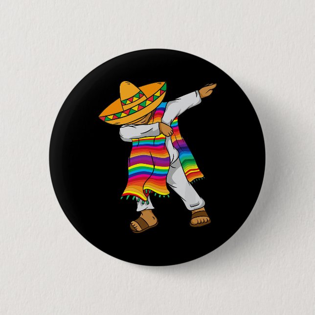 De Mayo Dabbing Mexikansk Poncho Barn Småbarn Pojk Knapp (Framsida)