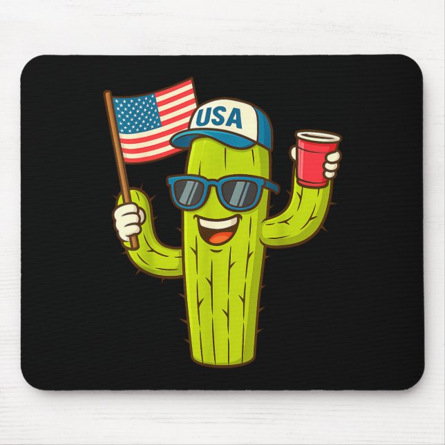 De mayo rolig cool fred kaktus usa-flagga 4 juli musmatta (Framsidan)
