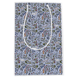 De medeltida djuren mals fleurs blå presentväska