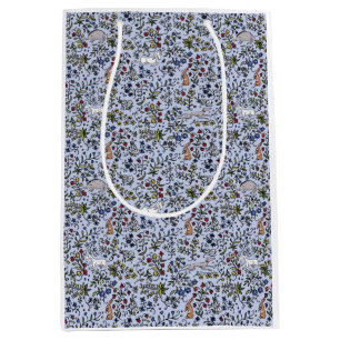 De medeltida djuren mals fleurs blå presentväska