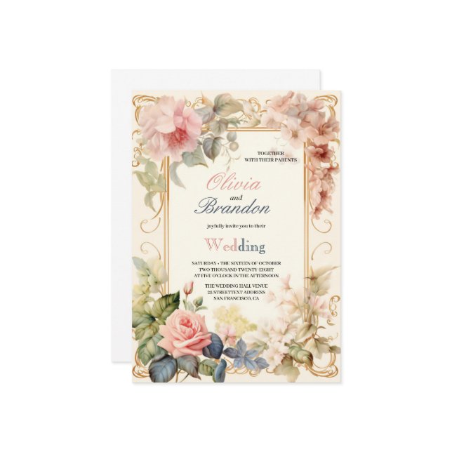 DE MEST MODERNA OCH ELEGANTEN FLÖDER BRÖLLOP INBJUDNINGAR (Fram/Back In Situ)