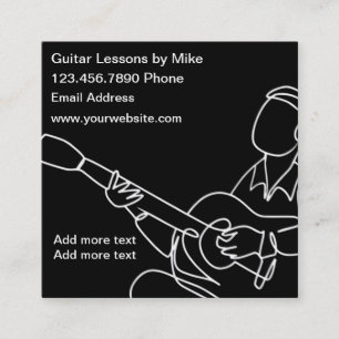 De mest unika Affärskorten för Guitar Lessons Fyrkantigt Visitkort