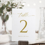 De moderna Elegant-Bordsnumren Guld Bröllop Dubbla<br><div class="desc">Bordsnummer i Elegant och Modern 5x7 Guld Dubbla-Sida-Bröllop - Dessa bordsnummer i elegant bröllop har ett romantiskt guld-kalligrafiskt skript. Byt namn och lägg till en enskild i kundvagnen.</div>