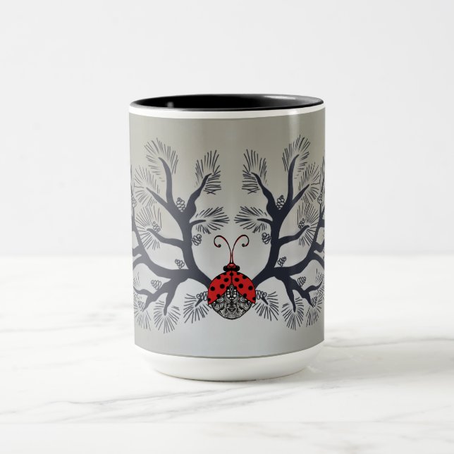 De moderna gräs-träd och gräs-konerna till säcken mugg (Center)