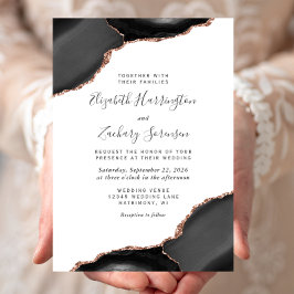 De moderna svarta Guld-hörnen Ro i vid Bröllop Inbjudningar