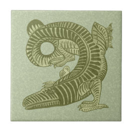 De Morgan's Alligator Small Ceramiic Tile Kakelplatta