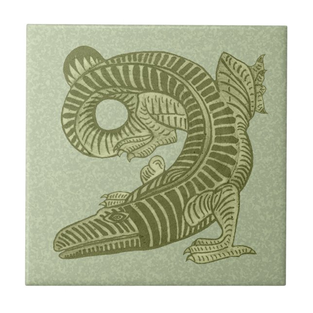 De Morgan's Alligator Small Ceramiic Tile Kakelplatta (Framsidan)