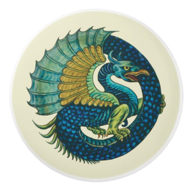 De Morgan's Dragon Ceramic Knob Knopp (Framsidan)