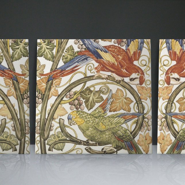 De Morgan's Parrots on Grapevine Collection Kakelplatta (Skapare uppladdad)