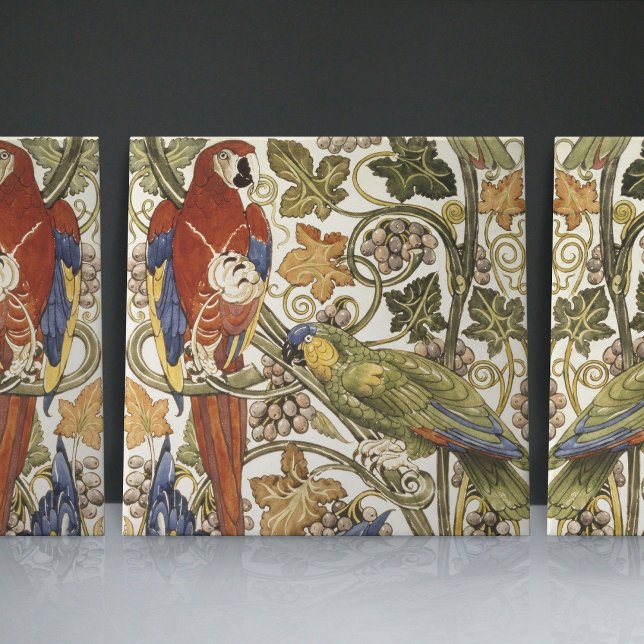 De Morgan's Parrots on Grapevine Collection Kakelplatta (Skapare uppladdad)