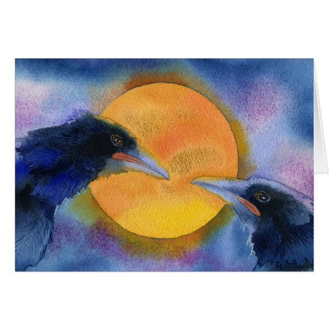 De mötte vid månsken hälsningskort (Framsidan Horizontal)