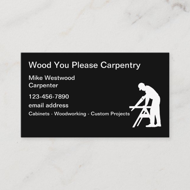 De nya Affärskorten för Carpentry Visitkort (Framsida)