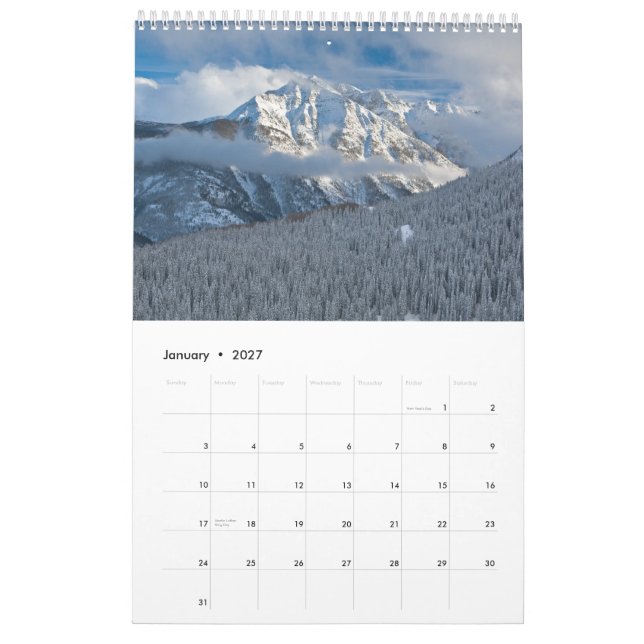 De okuvade väster kalender (Jan 2027)
