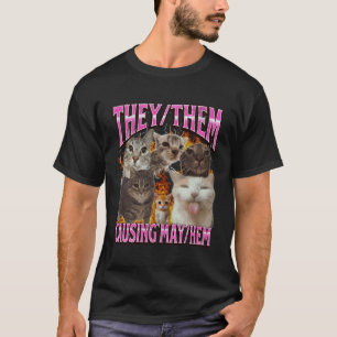 De Orsakar Kaos Roligt Katt Meme Bootleg Gr T Shirt