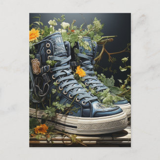 De övergivna sneakers som odlar blommor vykort