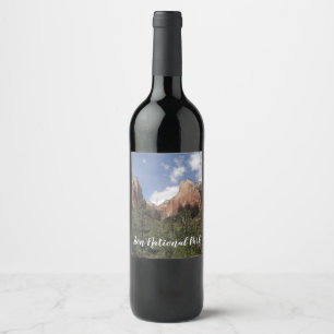 De patriarkernas domstol II vid Zion National Park Vinflaska Etikett