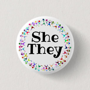 De pronouns i Human Figurer Circle Knapp