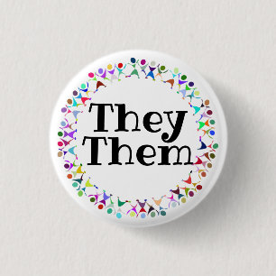 De pronouns i Human Figurer Circle Knapp
