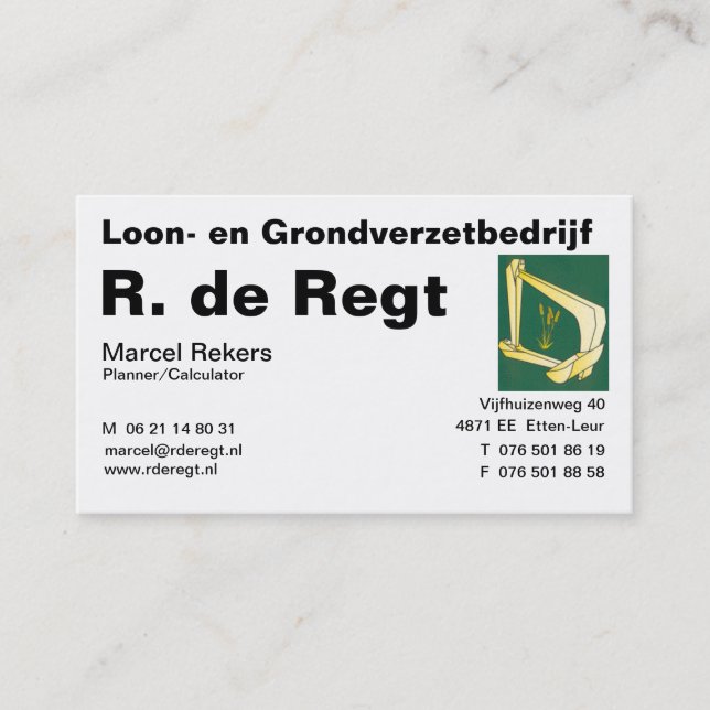 De Regt Visitkort (Framsida)